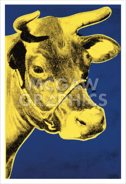Cow, 1971 (blue & yellow) | McGaw Graphics
