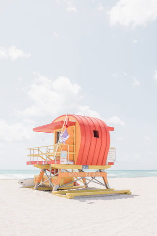 Orange Lifeguard Tower on Miami Beach