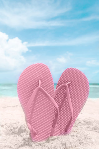 Pink Flip Flops on the Beach