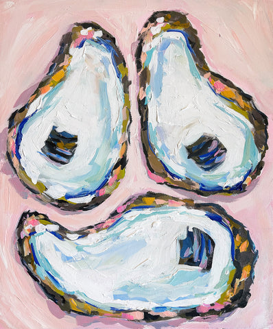 Oyster Shells on Pink Tablecloth