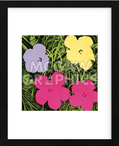 Flowers, 1970 (1 purple, 1 yellow, 2 pink) (Framed)