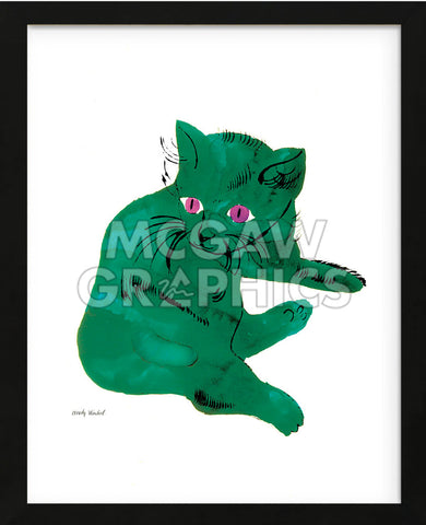 Cat From "25 Cats Named Sam and One Blue Pussy", c. 1954  (Green Cat) (Framed)