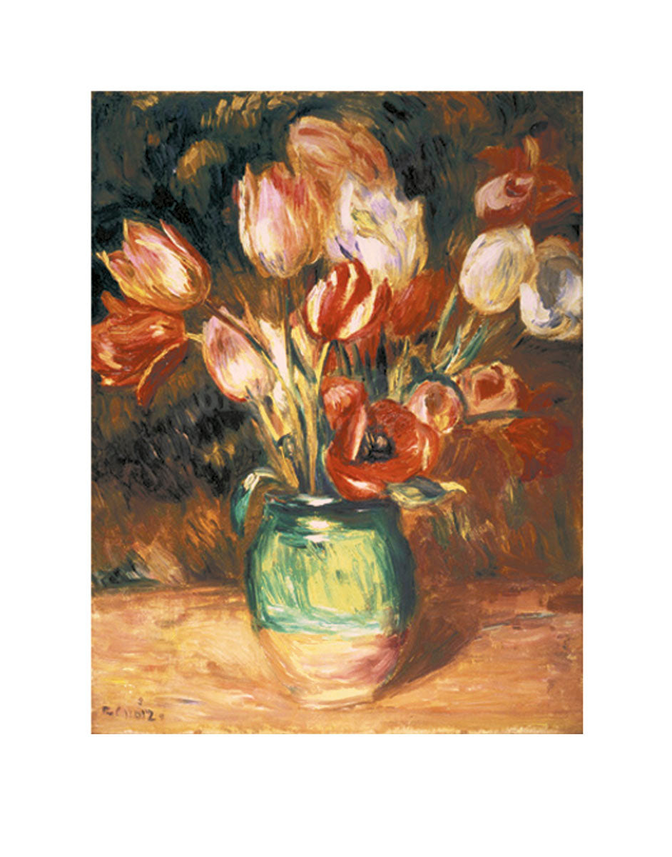 Pierre Auguste Renoir,Tulips,Vase still life,large wall art,framed wall art,canvas wall art,large online canvas,M6620