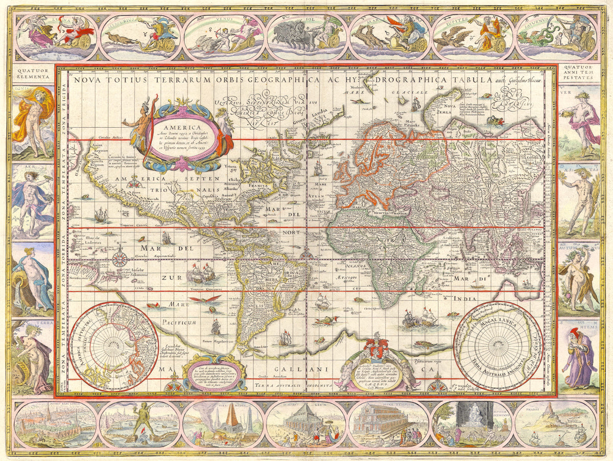 エンタメ/ホビーBLAEU WALL MAP アンティーク 壁掛けマップ 地図 額縁