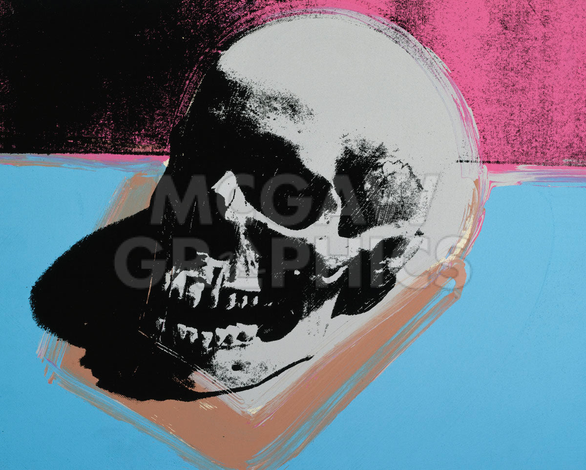 Skull, 1976 (white on blue and pink)